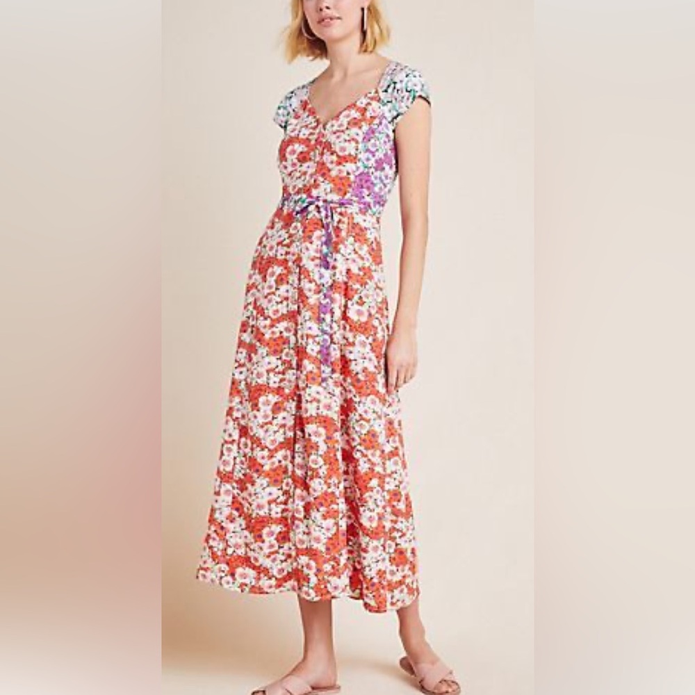 Anthropologie Maeve Floral Multicolor Dress